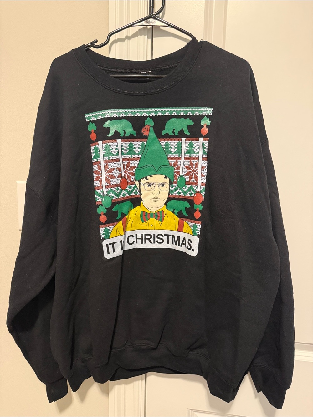 Black Graphic Christmas Sweatshirt - Novelty Holiday Sweater